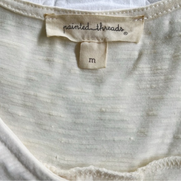 Painted Threads Cream Tank with Floral Embroidery - Picture 3 of 6